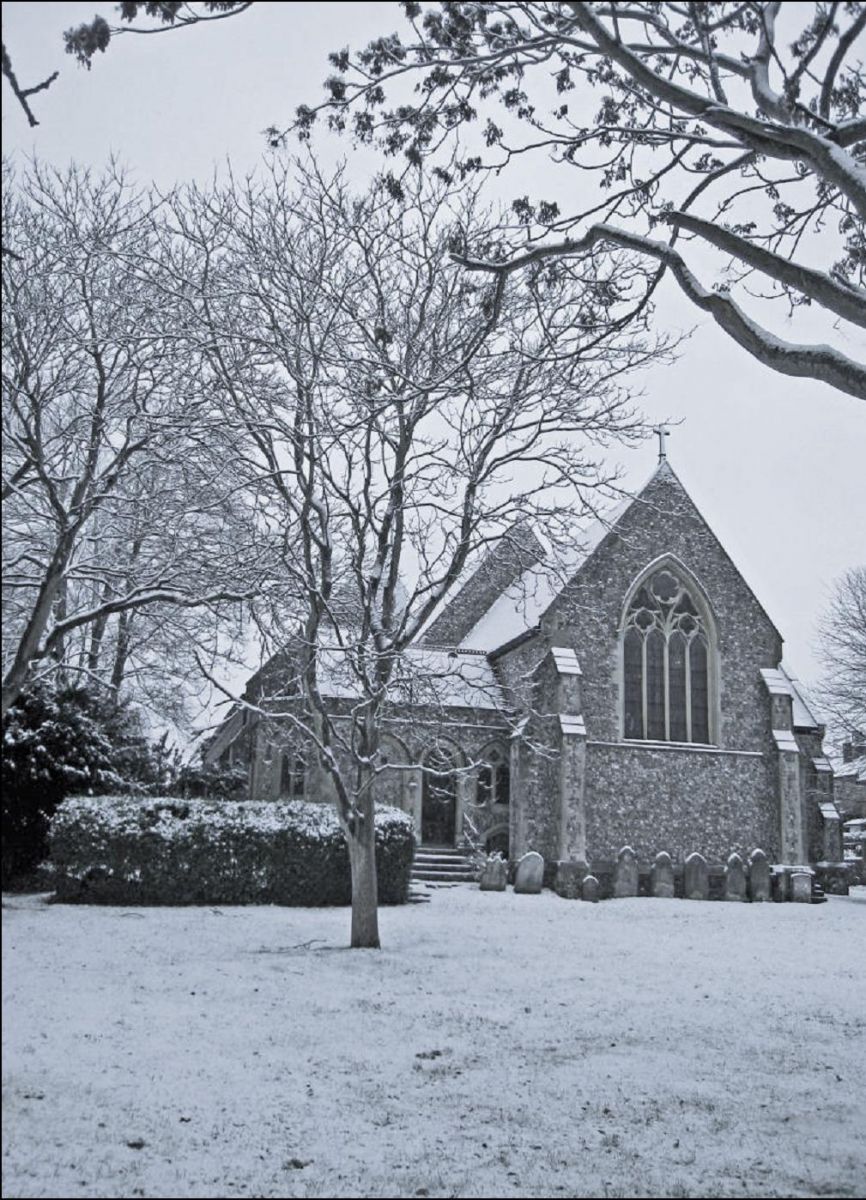 Holy Trinity church in the snow during Advent 2017