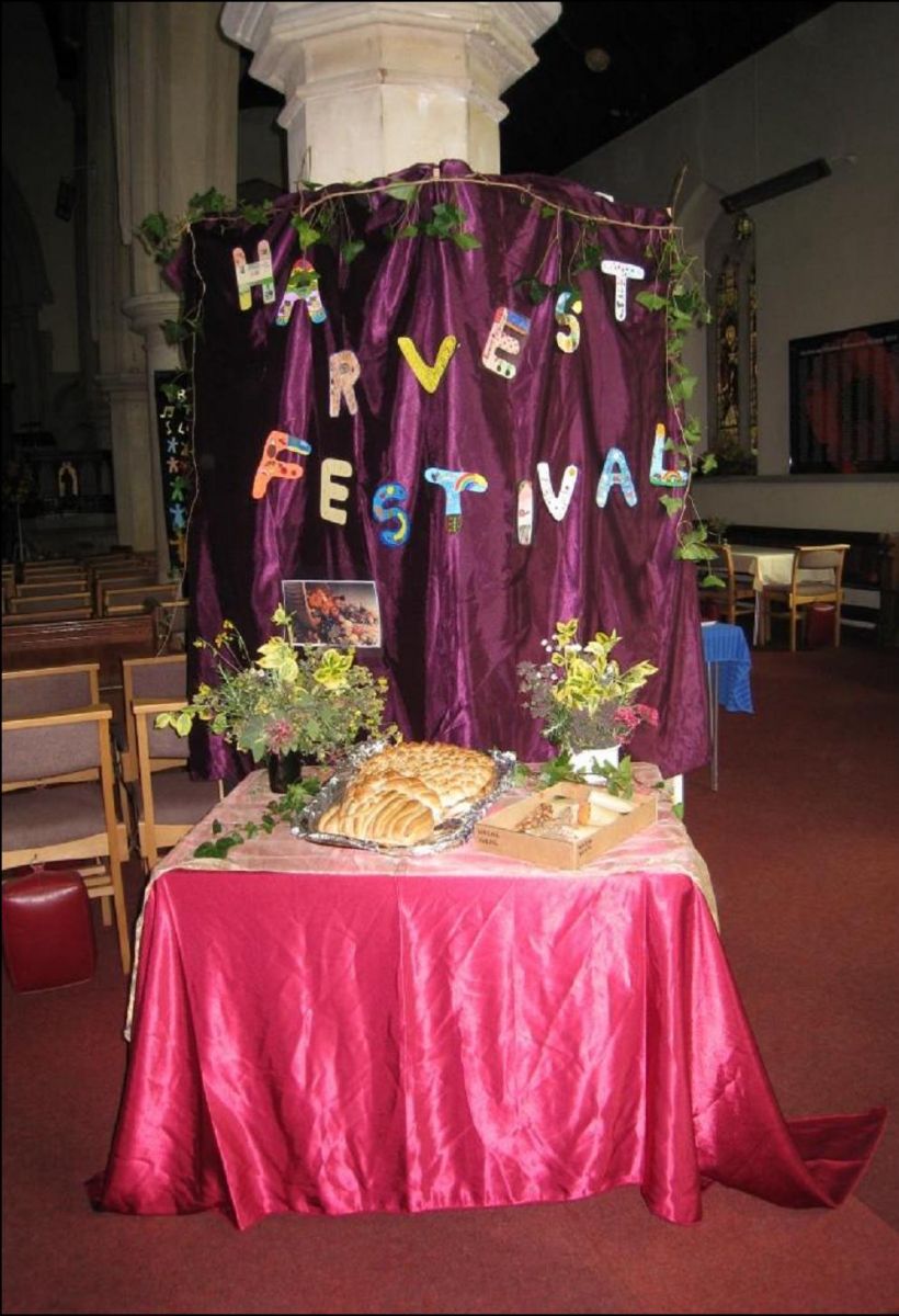 Harvest Festival display in Holy Trinity church