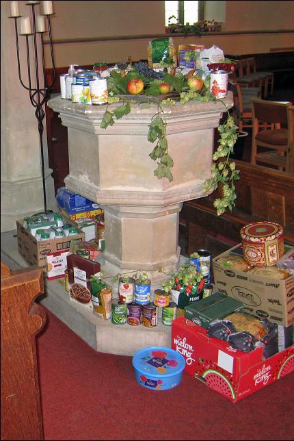 Harvest Festival, products for the local Food Bank